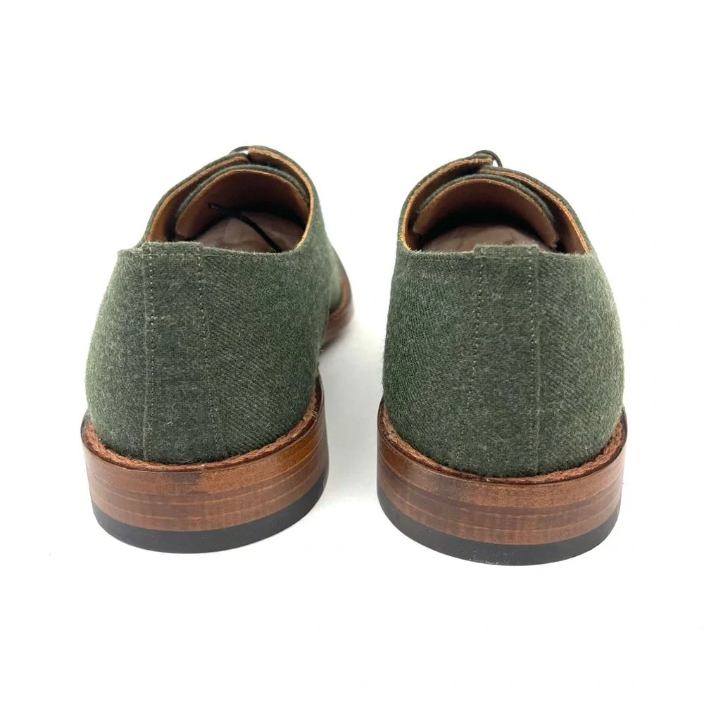 TAFT The Kennedy Shoe Green Wool Leather Oxford Cap Toe Lace Up Dress Shoes
